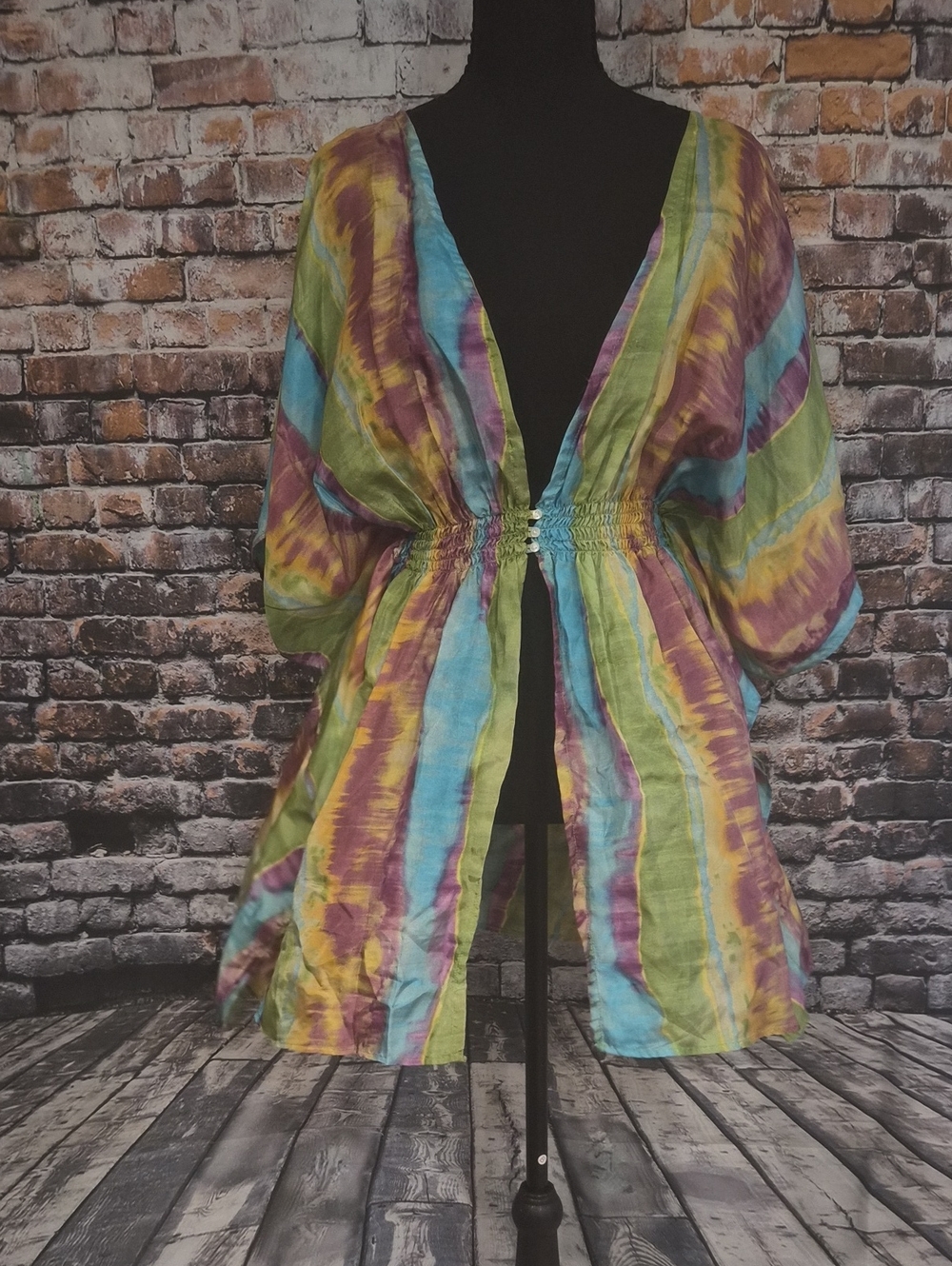 Pilyq Sheer Multicolor Tie-Dye Beach Kimono